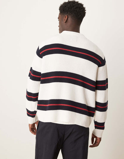 Contrast Stripe Crew Neck Jumper