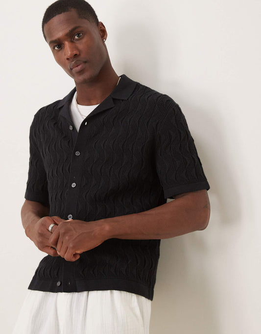 Short Sleeve Knit Button Up Polo