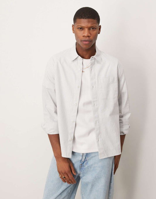Long Sleeve Cropped Linen Shirt