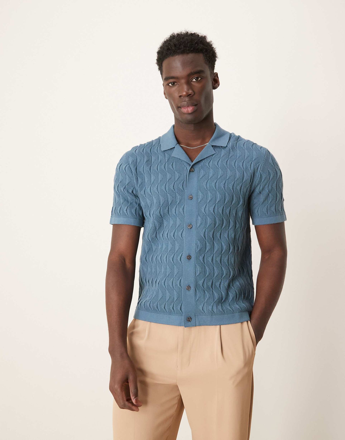 Short Sleeve Knit Button Up Polo