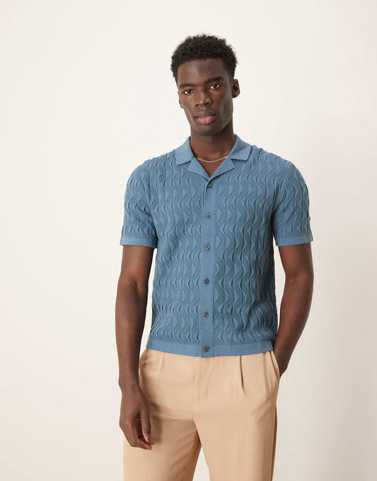 Short Sleeve Knit Button Up Polo