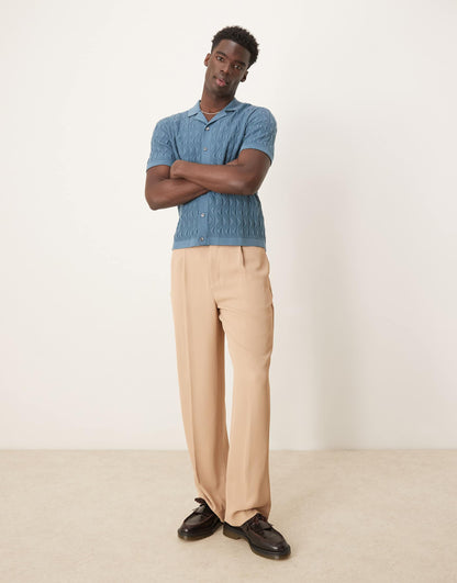 Short Sleeve Knit Button Up Polo