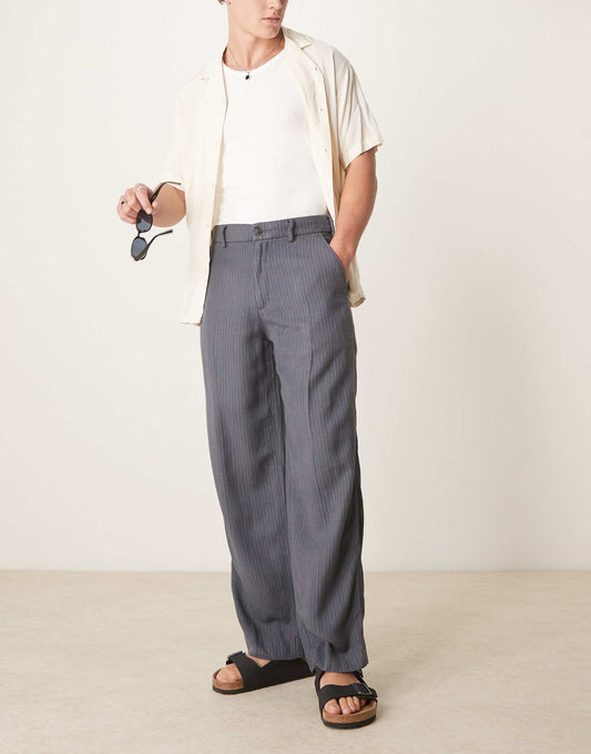 Tailored Linen Blend Baggy Trousers