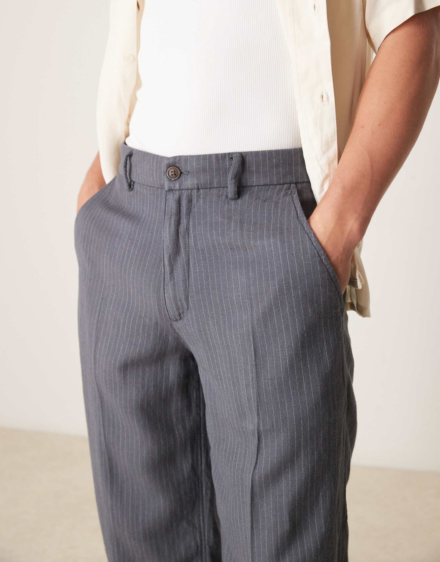 Tailored Linen Blend Baggy Trousers