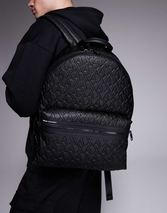 All Over Logo Faux Leather Backpack