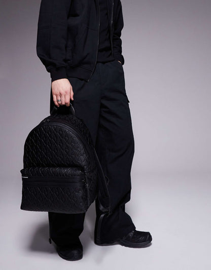 All Over Logo Faux Leather Backpack