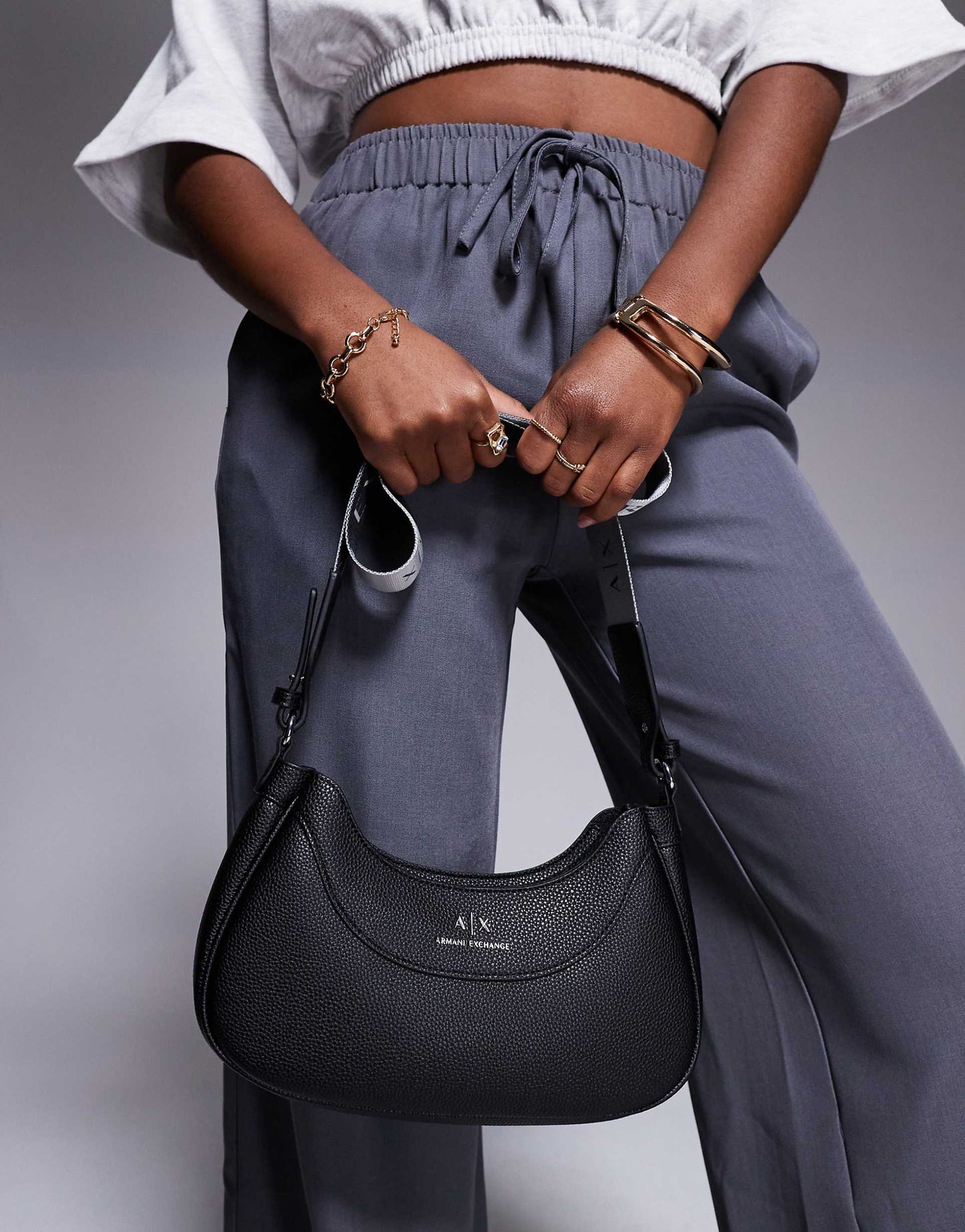 Curved Logo Shoulder Bag