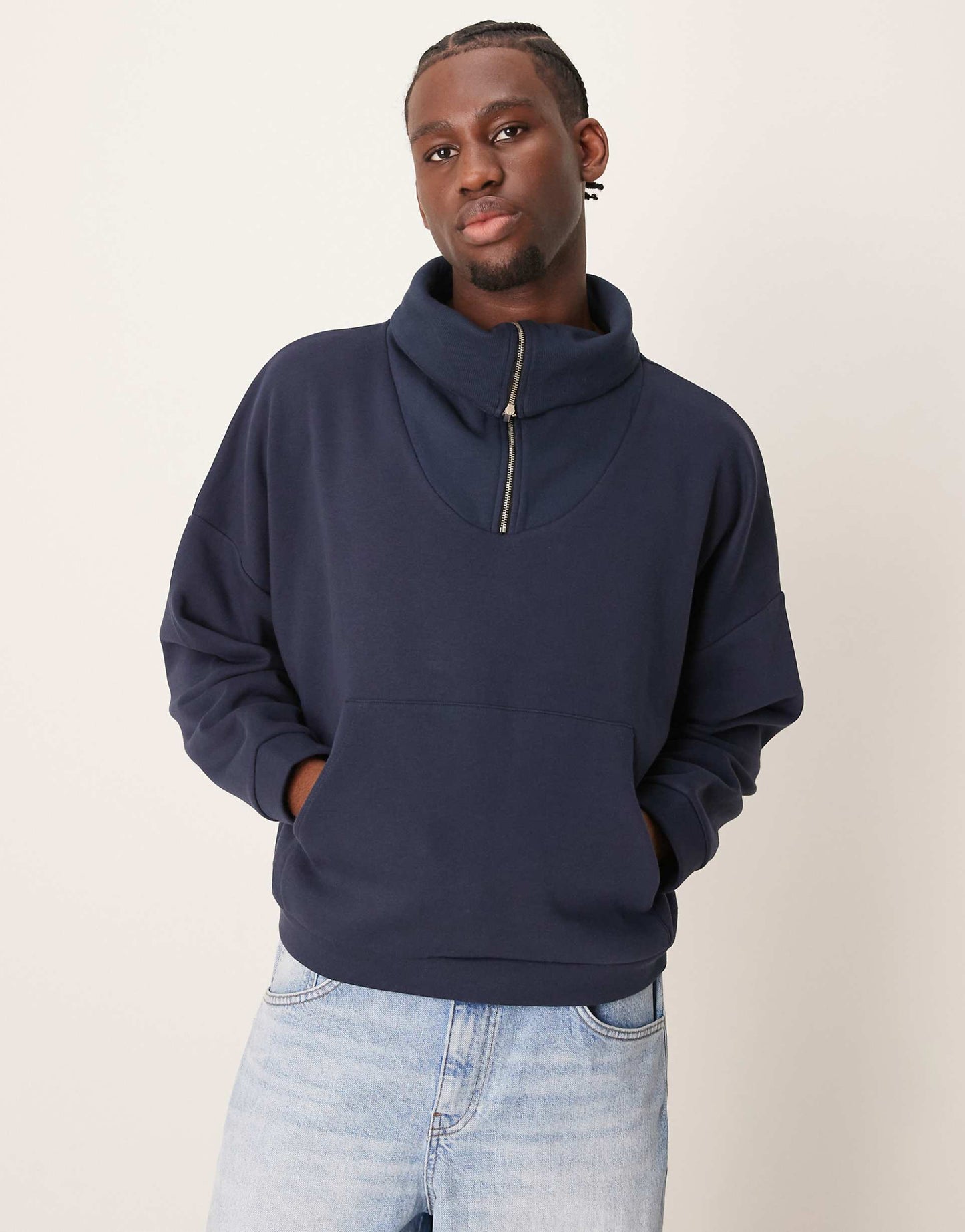 Oversized Drop Shoulder Boxy Jumper With Oversized Funnel Neck