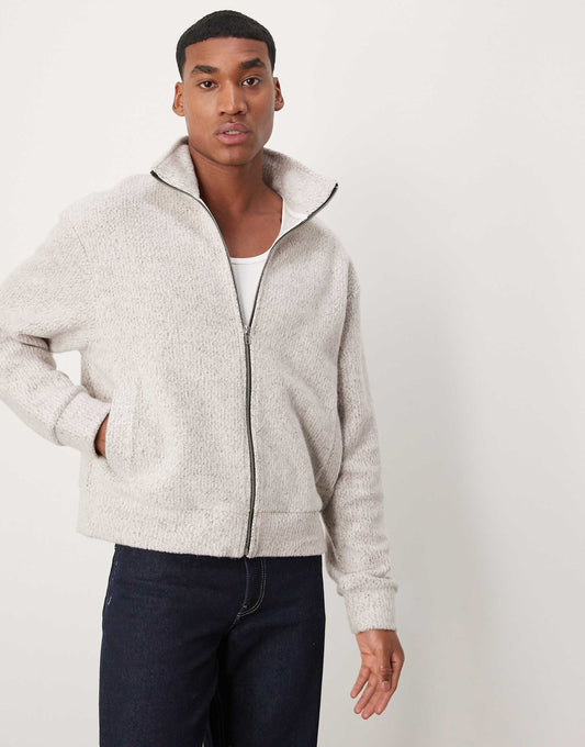 Oversized Boxy Zip Through Jacket