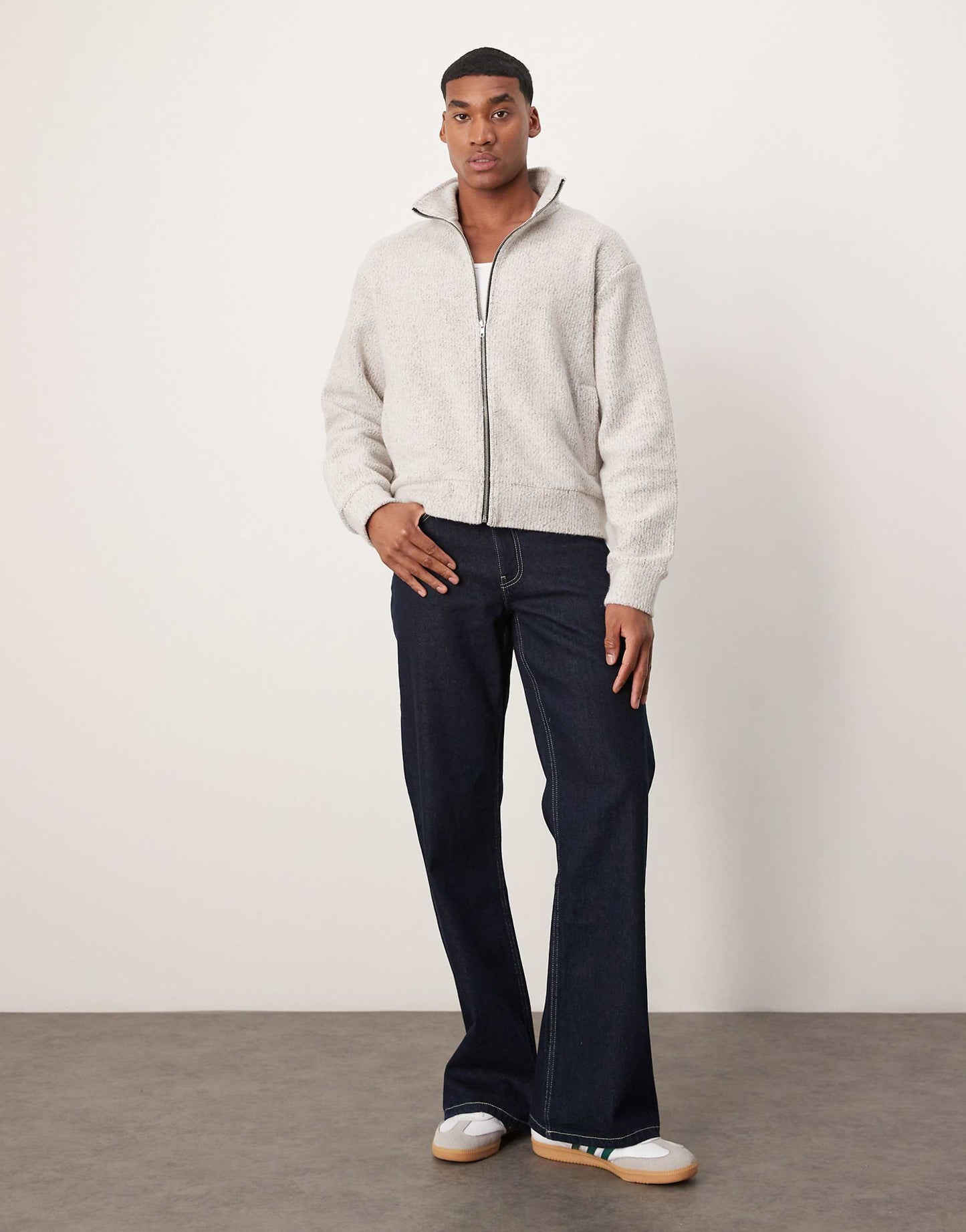 Oversized Boxy Zip Through Jacket