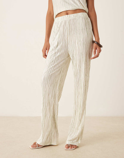 High Waist Plisse Wide Leg Trouser Co-Ord
