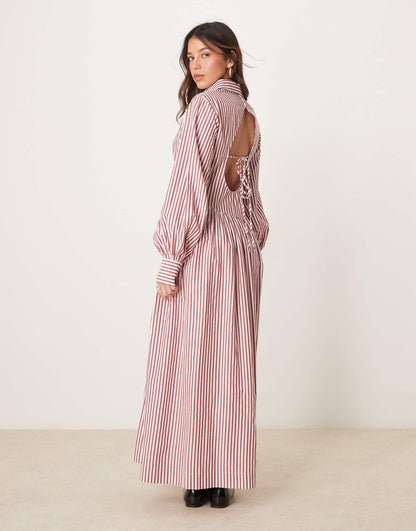 Maxi Shirt Dress With Asymmetric Button Detail