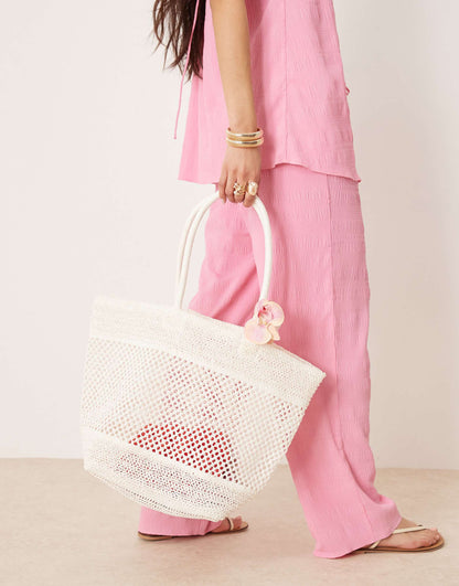 Open Weave Straw Tote Bag