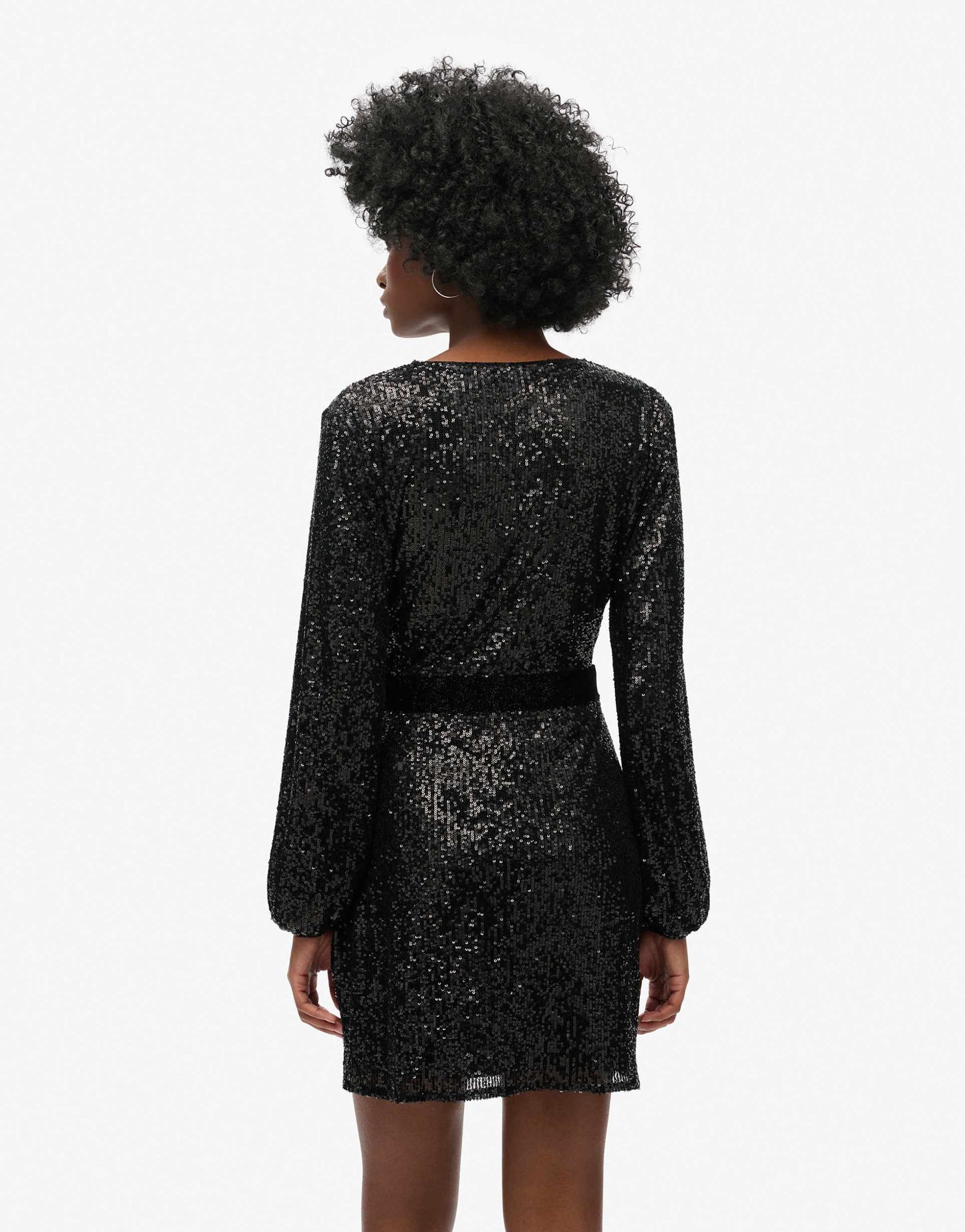 Sequin Velvet Wrap Mini Dress