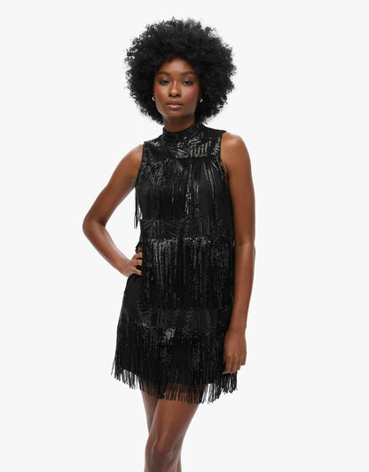 Fringe Sequin A Line Mini Dress