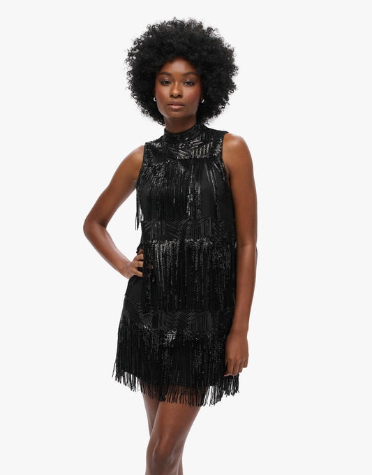 Fringe Sequin A Line Mini Dress