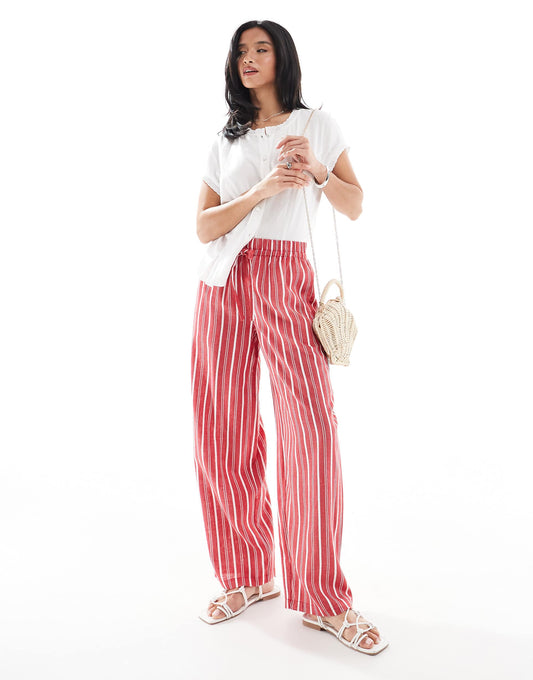 Petite Linen Look Pull On Trouser