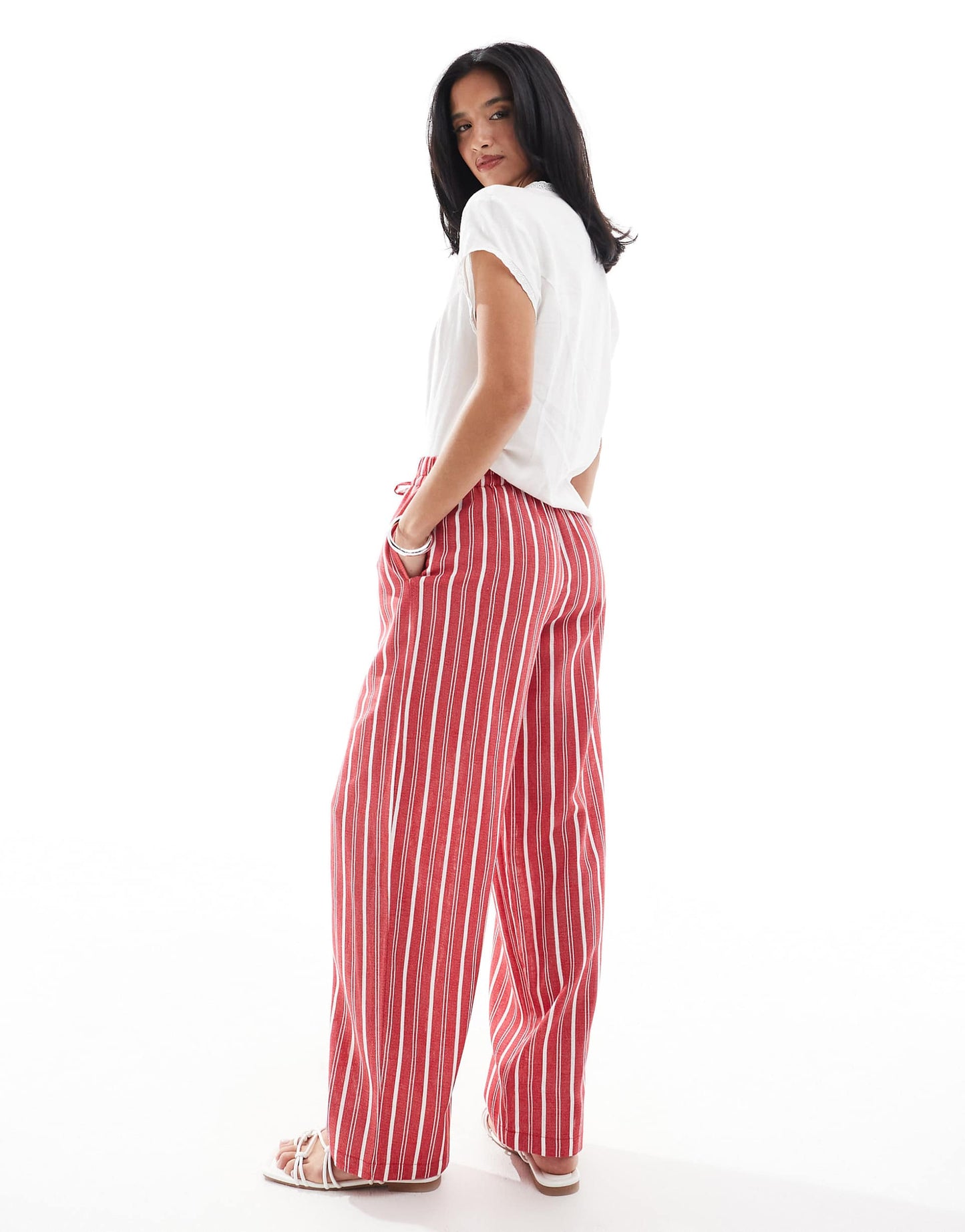 Petite Linen Look Pull On Trouser