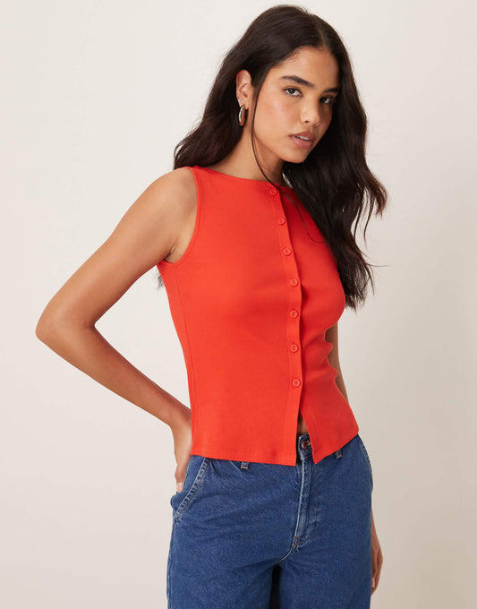 Button Through Tank Top