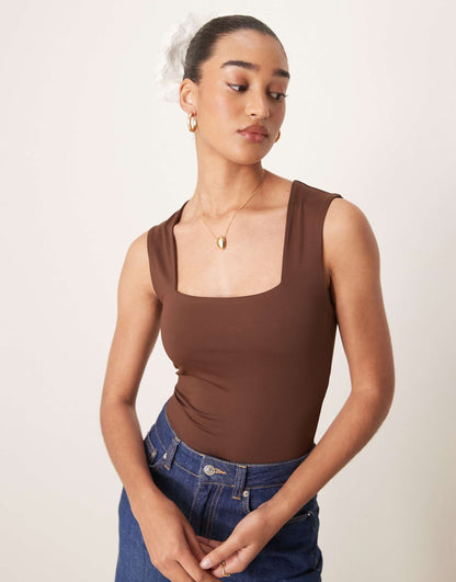 Square Neck Slinky Bodysuit