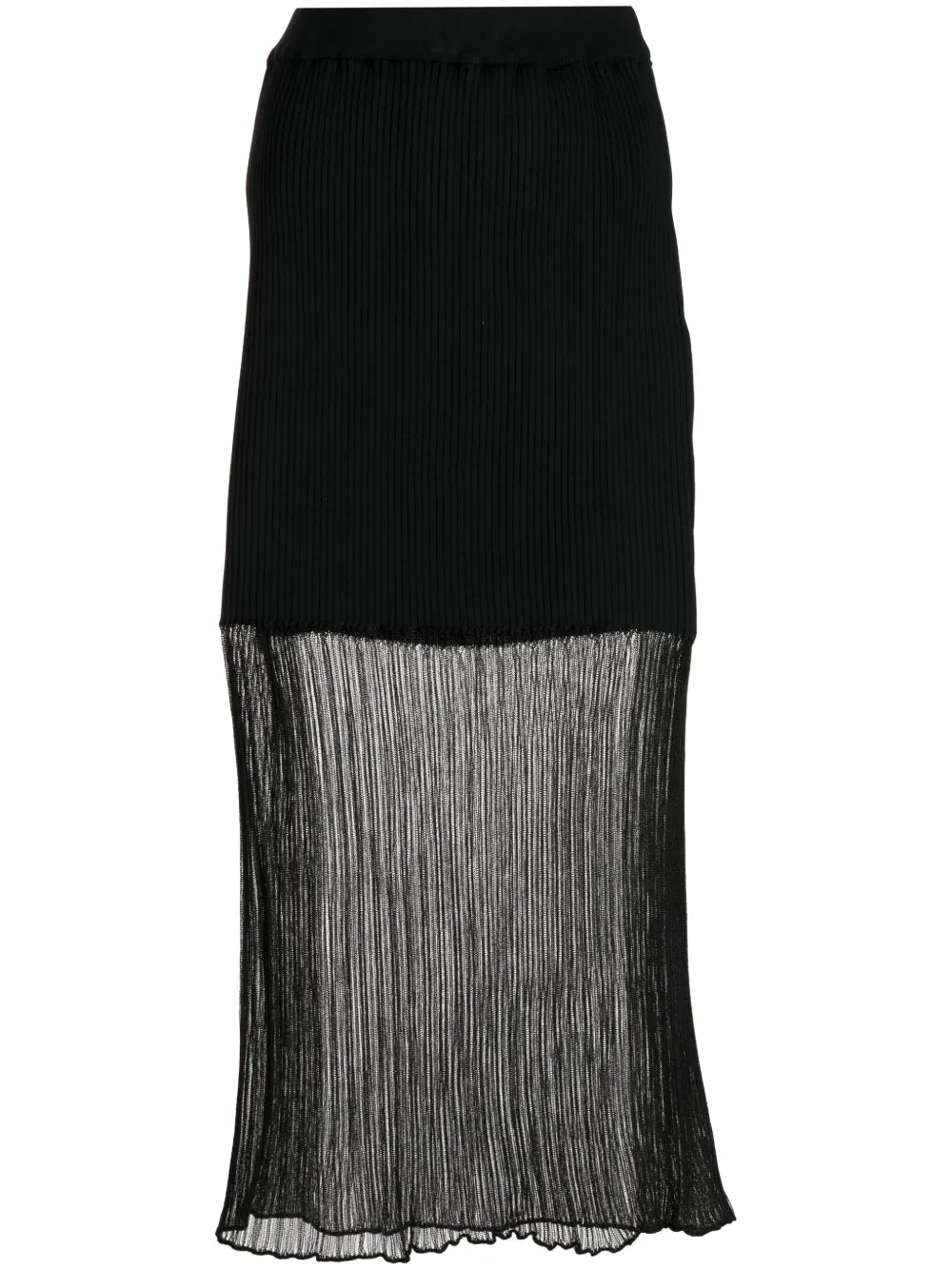 Lucent Ribbed-Knit Fluted Midi Skirt