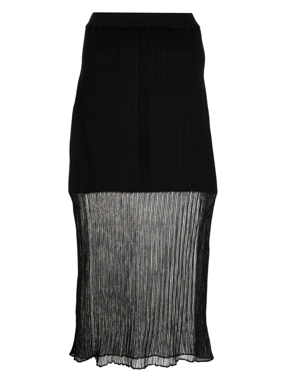 Lucent Ribbed-Knit Fluted Midi Skirt