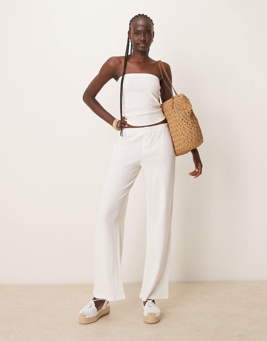 Wide Leg Waffle Trouser