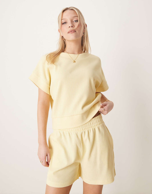 Chunky Rib Hem Waffle T-Shirt