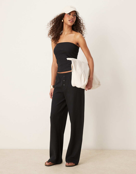Wide Leg Waffle Trouser