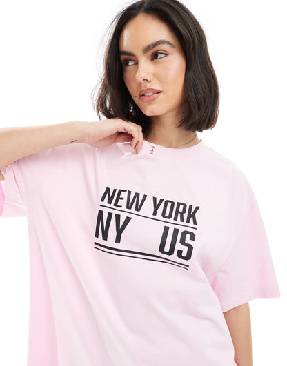 Oversized T-Shirt With New York Graphic