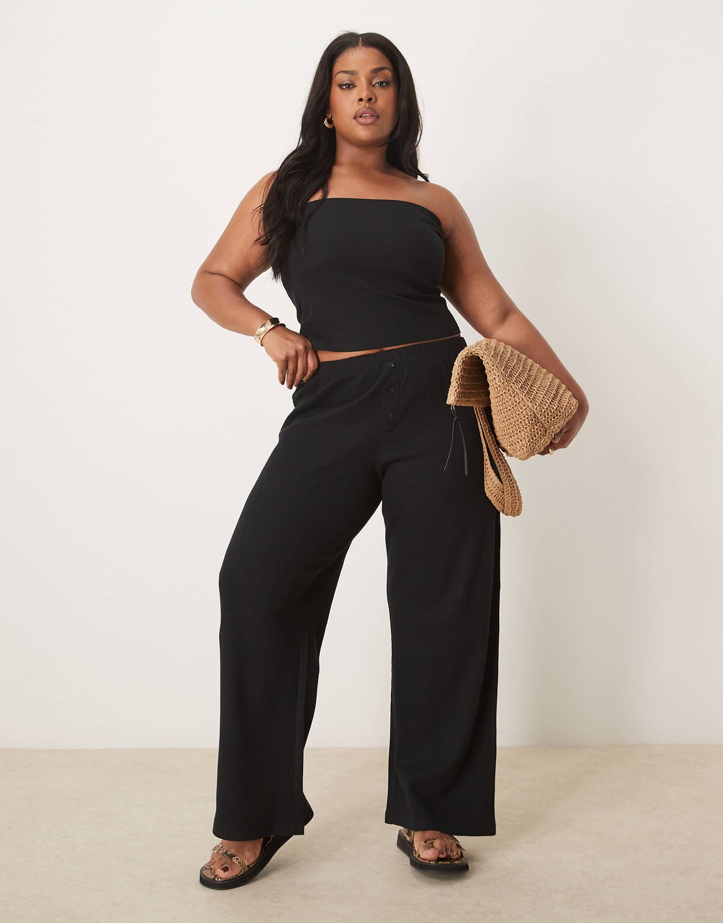 Curve Wide Leg Waffle Trouser