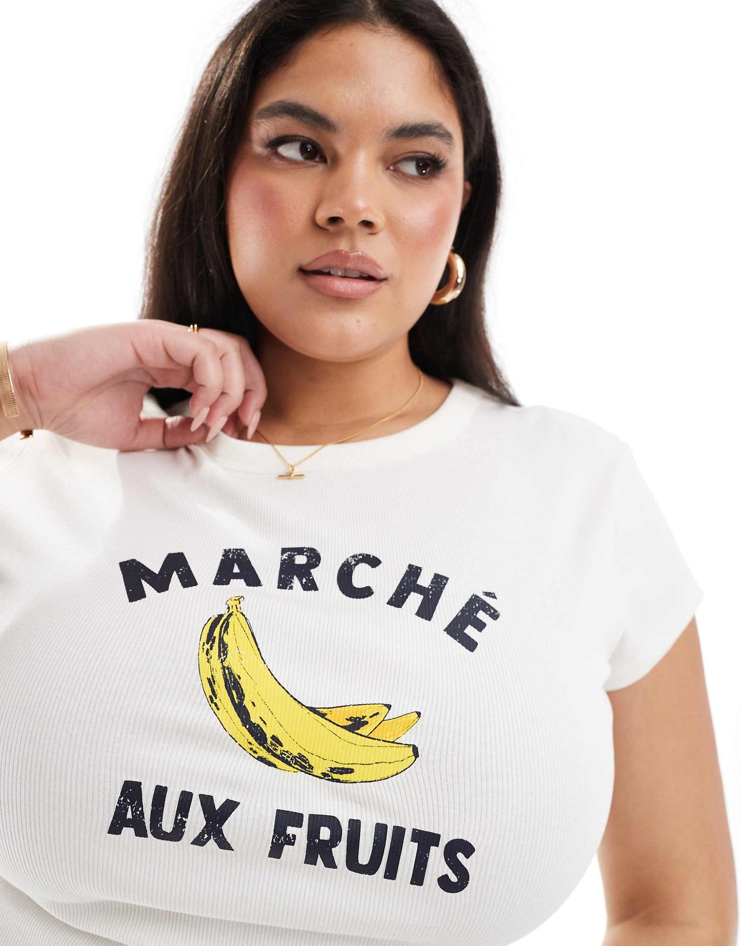 Curve Baby Tee With Banana Graphic