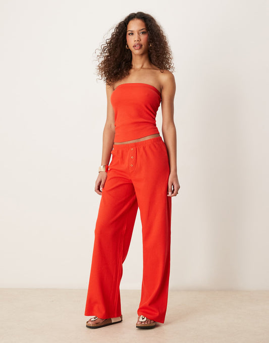 Wide Leg Waffle Trouser