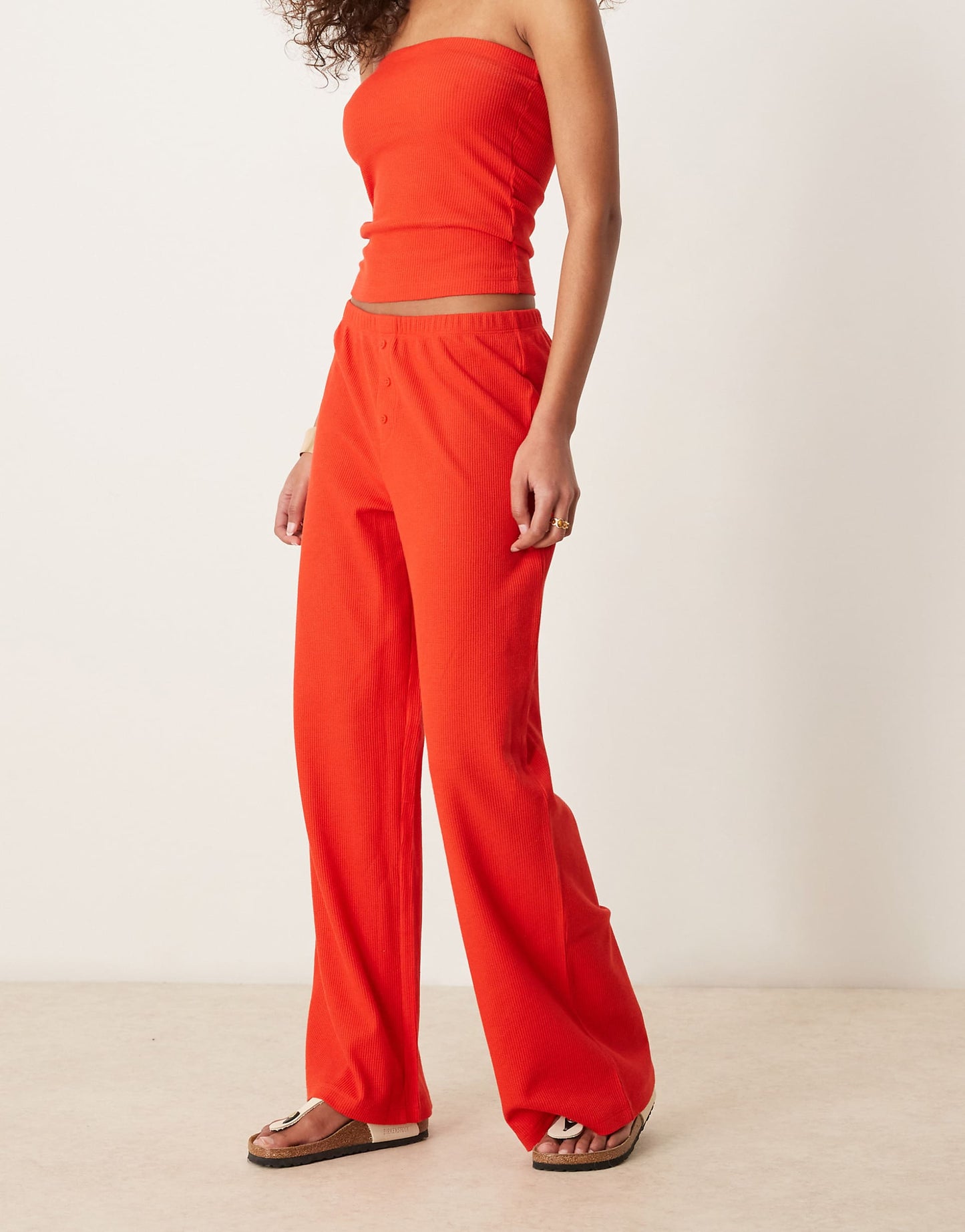 Wide Leg Waffle Trouser