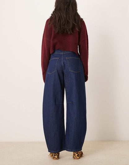 Cropped Barrel Leg Jean With Popper Details