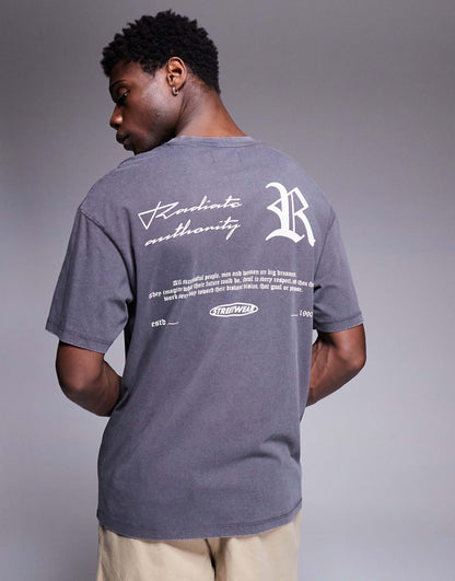 Oversized T-Shirt With Gothic Text Backprint