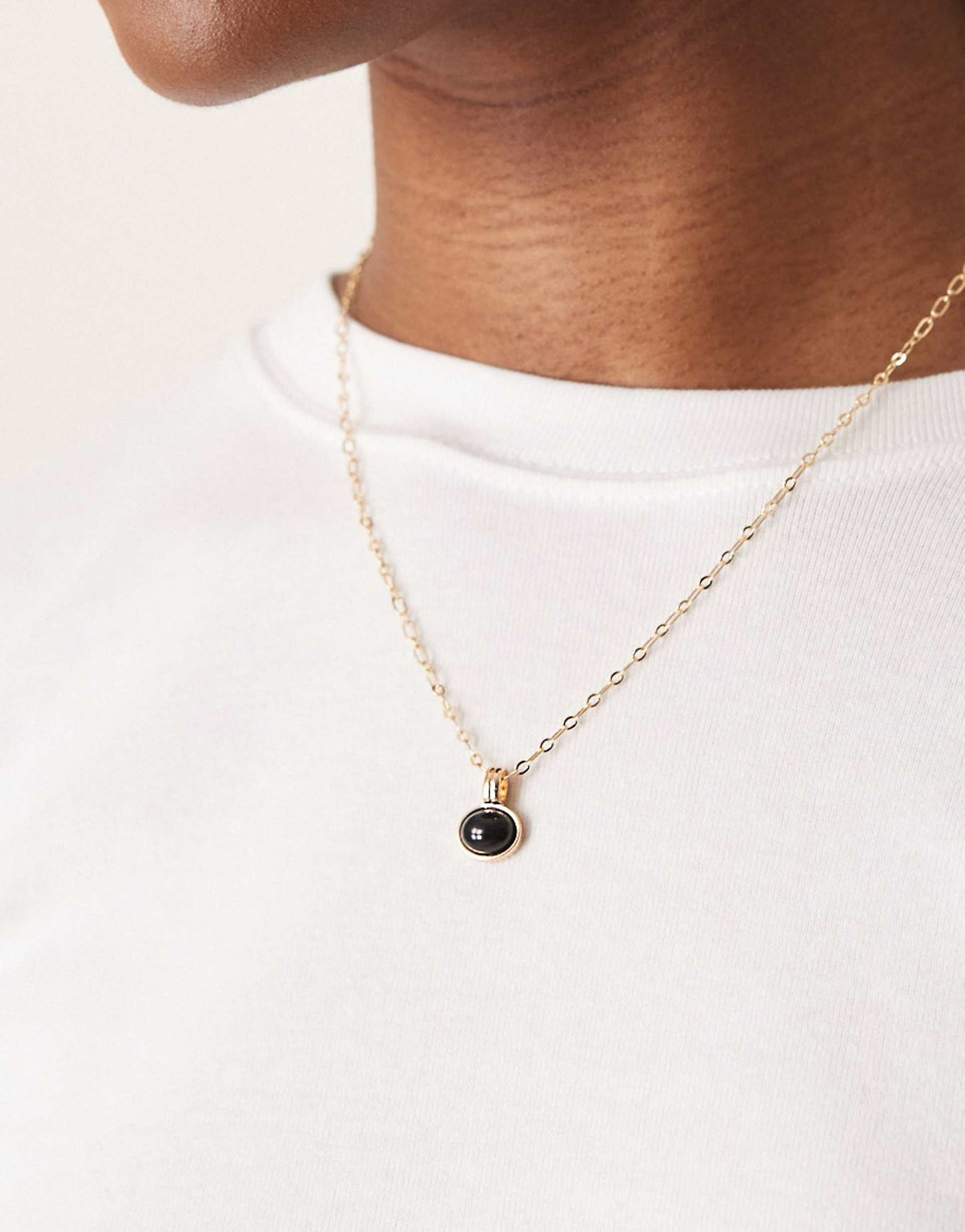 Black Stone Pendant Necklace