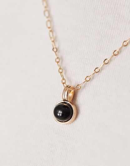 Black Stone Pendant Necklace