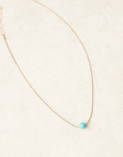 Snake Chain Necklace With Turquoise Bead Pendant