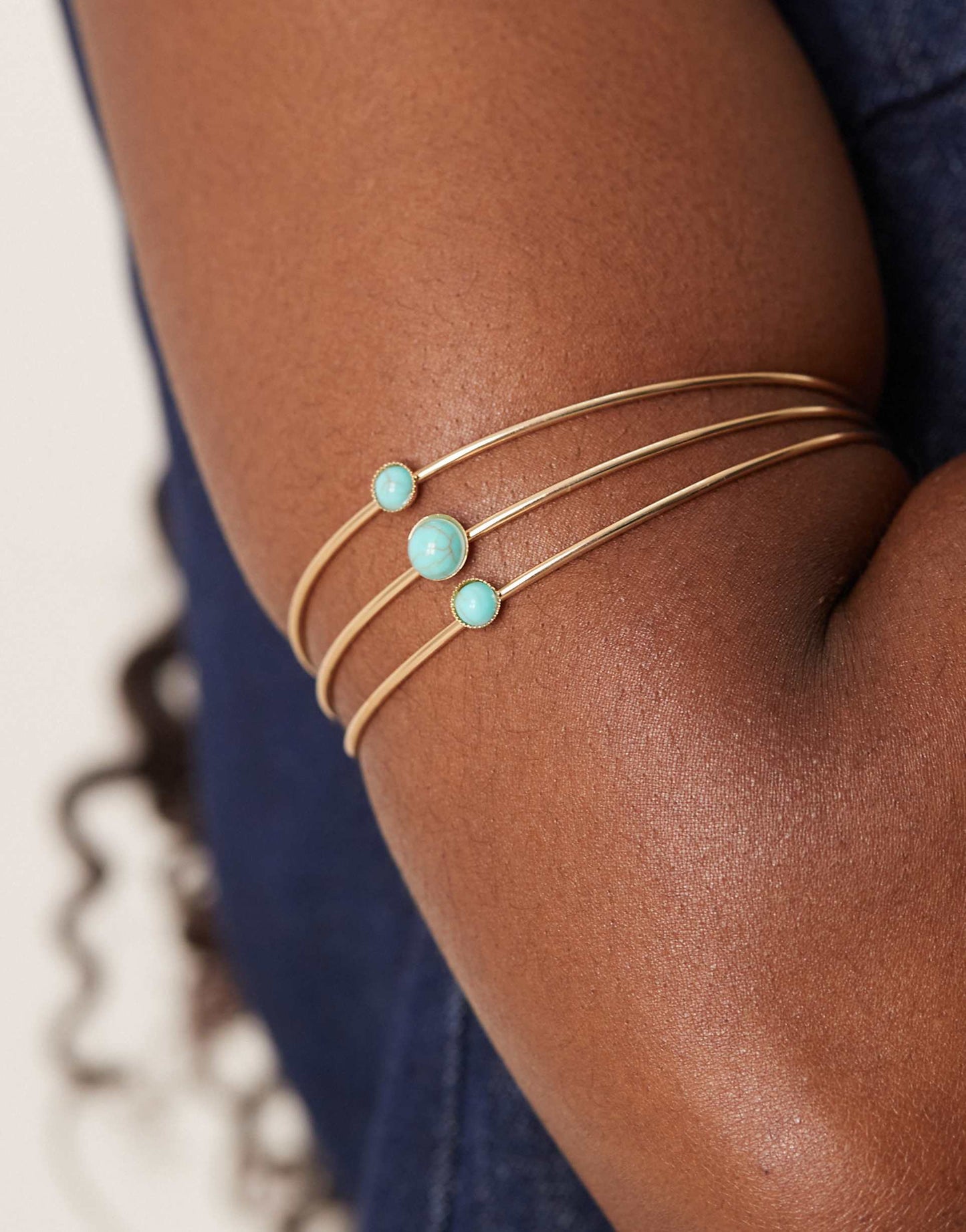 Triple Arm Cuff With Turquoise Stones