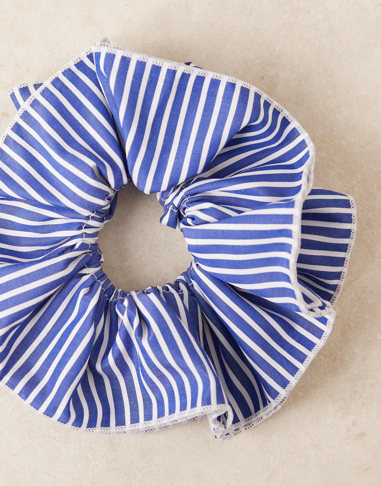 Navy And White Stripe Scrunchie