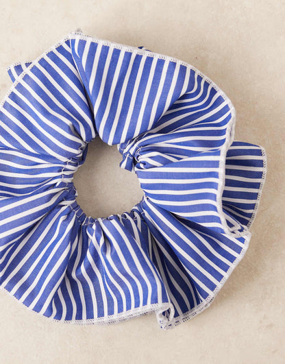 Navy And White Stripe Scrunchie