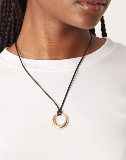 Dome Pendant Cord Necklace