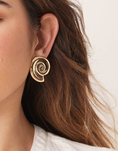 Spiral Shell Stud Earrings