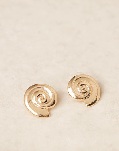 Spiral Shell Stud Earrings