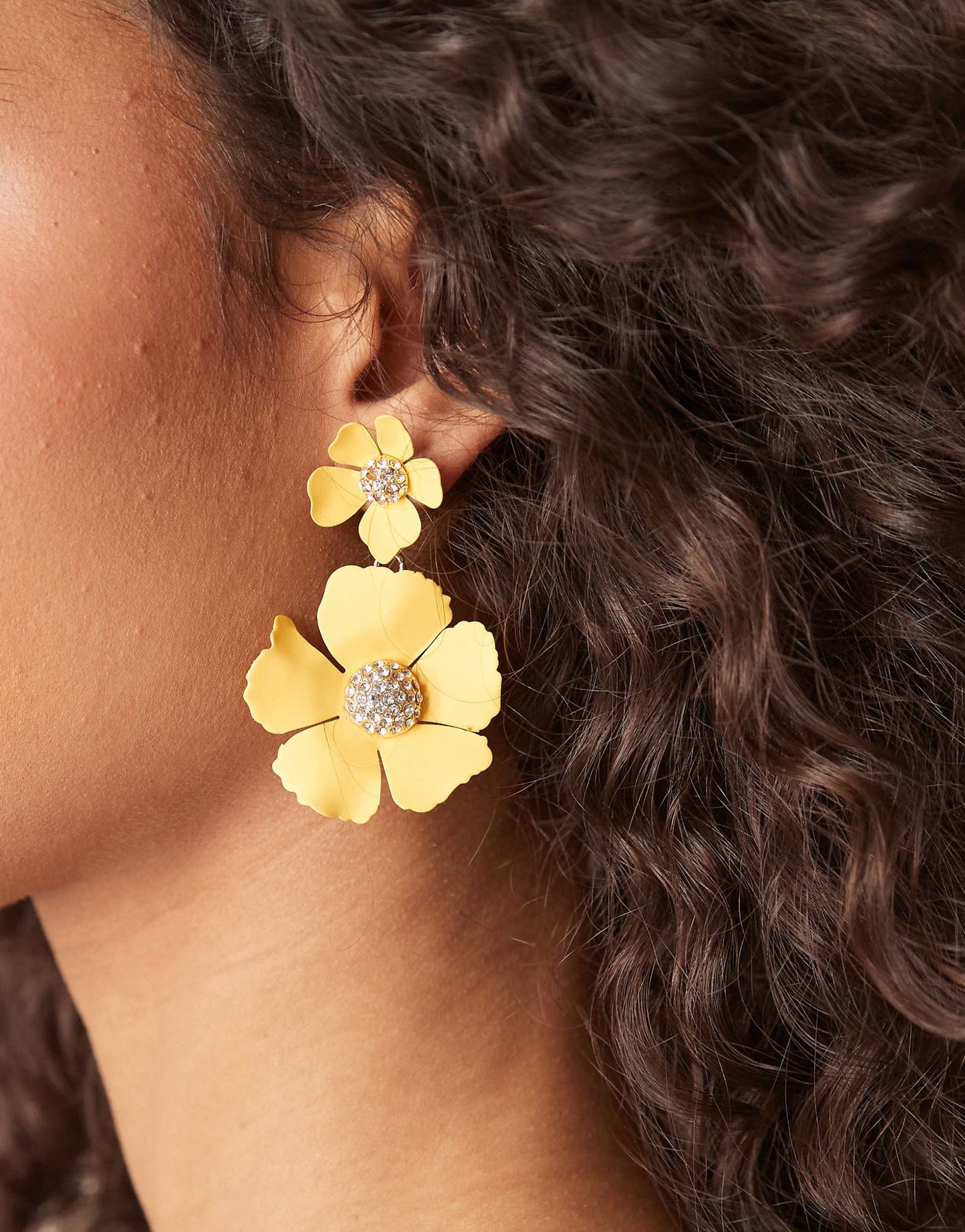 Flower Drop Statement Earrings