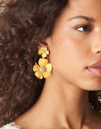 Flower Drop Statement Earrings