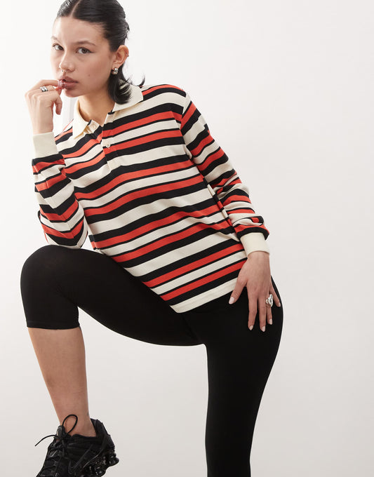 Long Sleeve Collared Rugby Polo Top