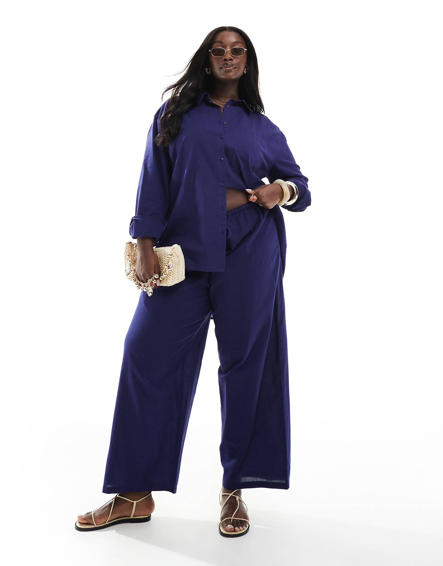 Exclusive Linen Look Long Sleeve Beach Shirt
