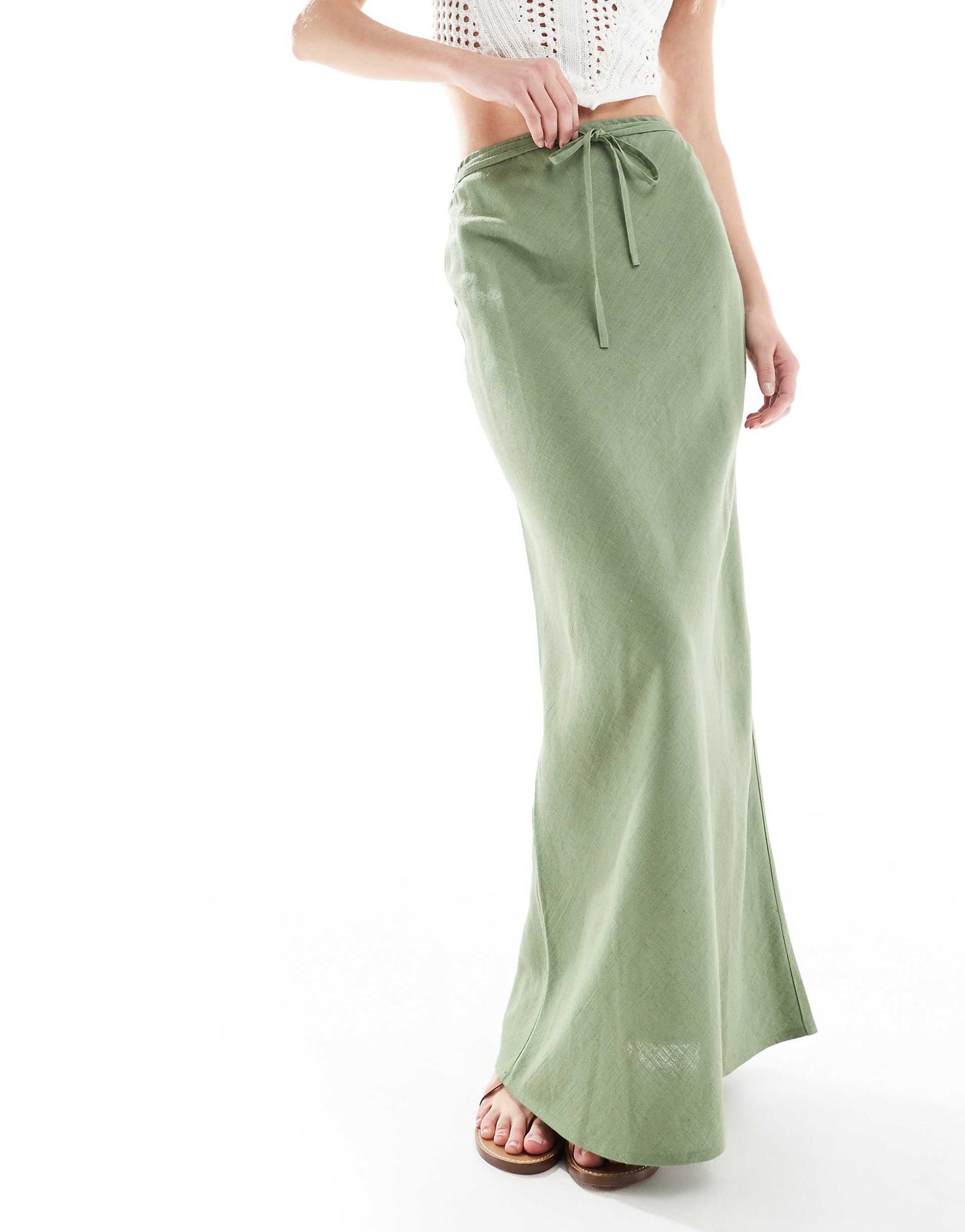 Tall Linen Blend Bias Maxi Skirt